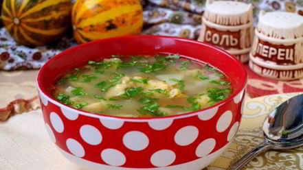 Рецепт супа с тыквенными клецками на мясном бульоне