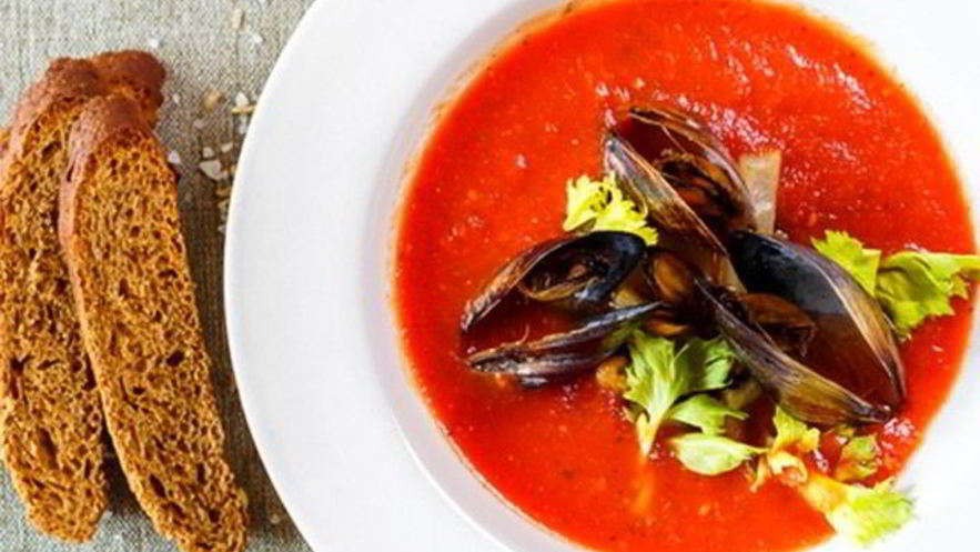 Рецепт гаспачо с мидиями