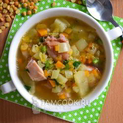 Рецепт Горохового супа с копченым окорочком