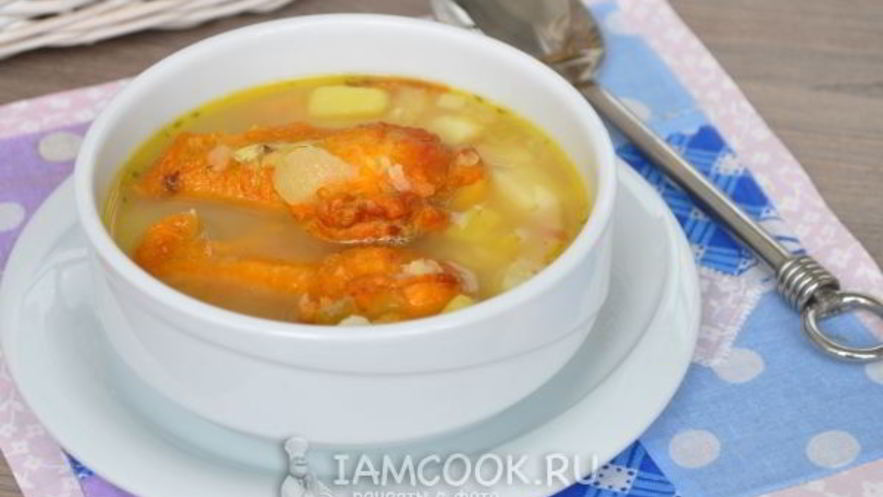 Рецепт горохового супа с копчеными крылышками