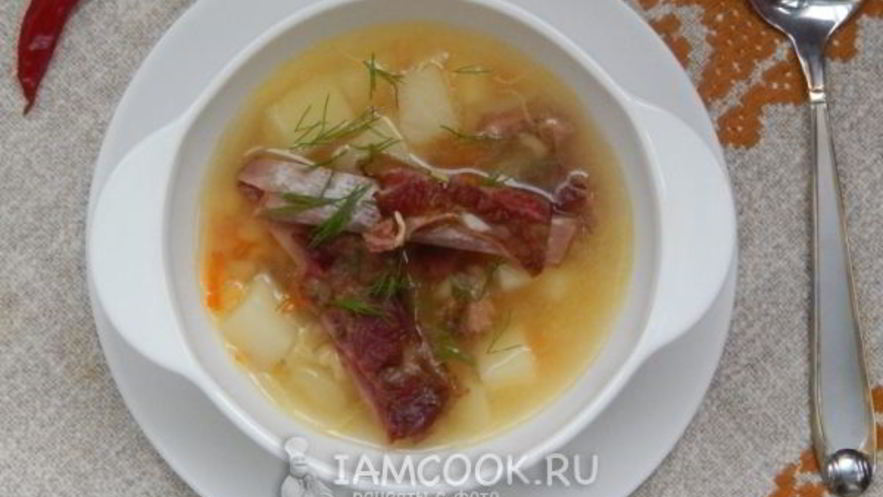 Рецепт горохового супа с копчеными свиными ребрами