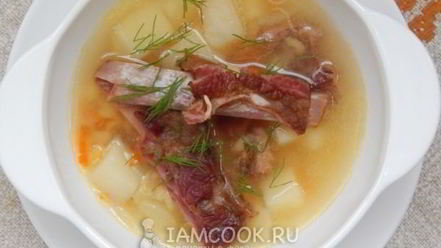 Рецепт горохового супа с копчеными свиными ребрами