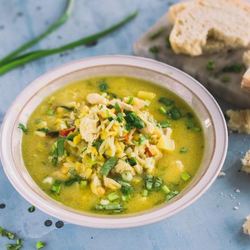 Рецепт Горохового супа с курицей и рисом