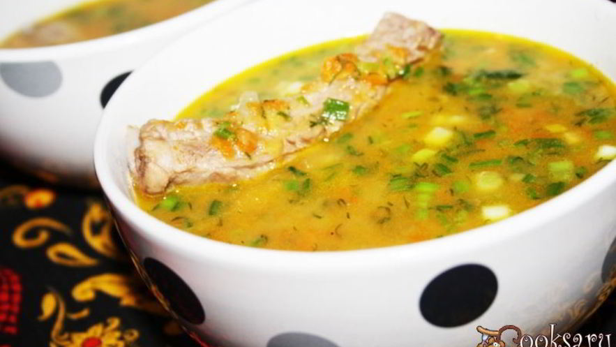 Рецепт горохового супа со свиными ребрышками