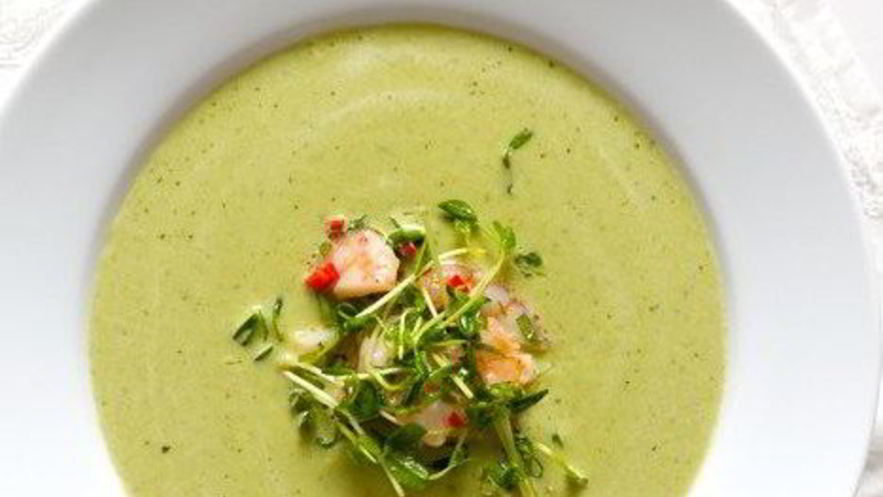 Рецепт холодного горохового супа с креветками