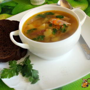 Рецепт Куриного супа с зеленым горохом и чечевицей Бобовый дуэт