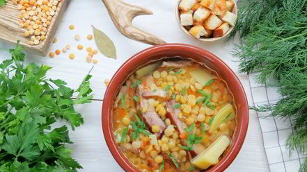 Рецепт супа горохового с копченостями и горчицей