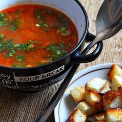 Рецепт Куриного томатного супа с перцем и кукурузой