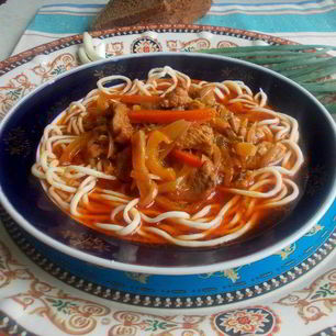 Рецепт Лагмана с тянутой лапшой