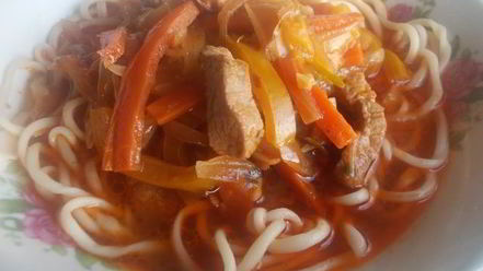 Рецепт лагмана с тянутой лапшой