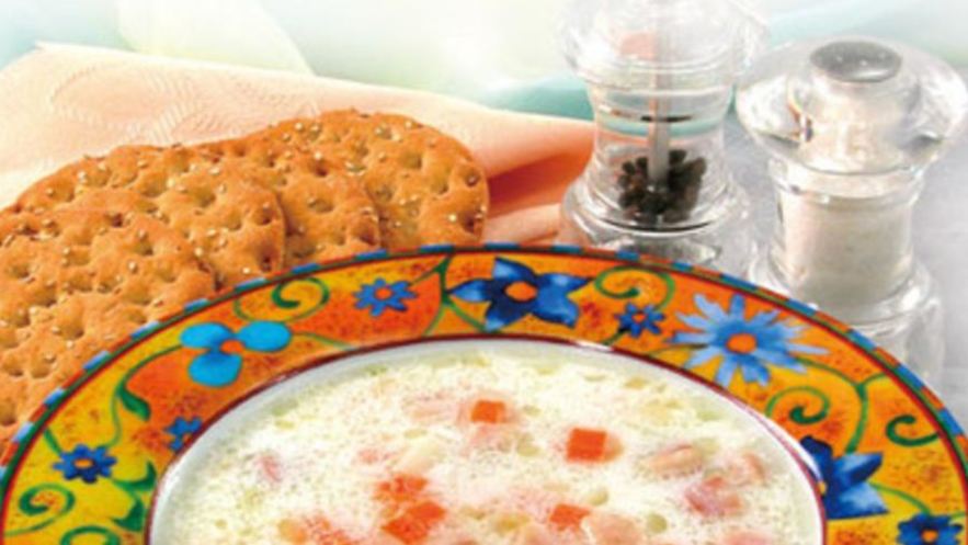 Рецепт молочного супа с копченостями