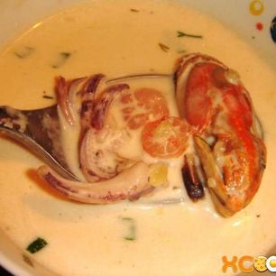 Рецепт Молочного супа с морепродуктами