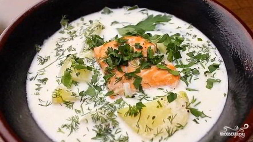 Рецепт молочного супа с рыбой