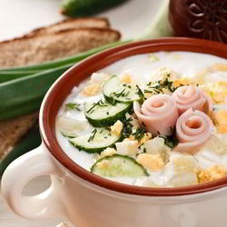 Рецепт Летней окрошки с ветчиной