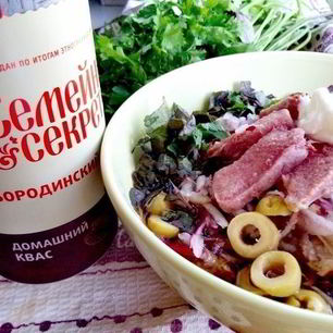 Рецепт Окрошки Деликатесной с языком