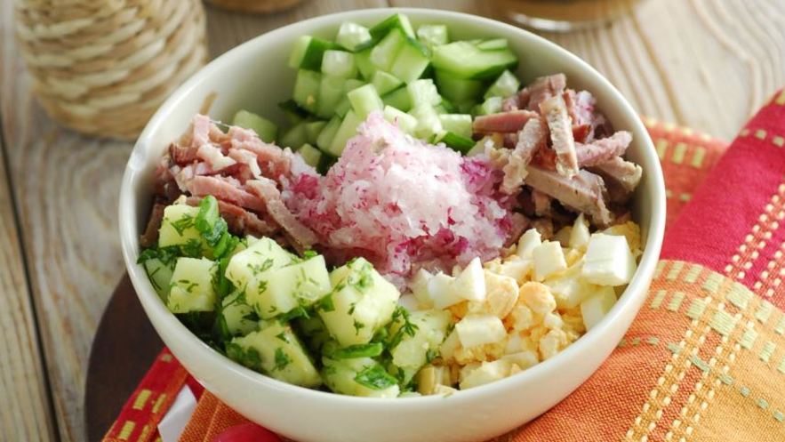 Рецепт окрошки мясной