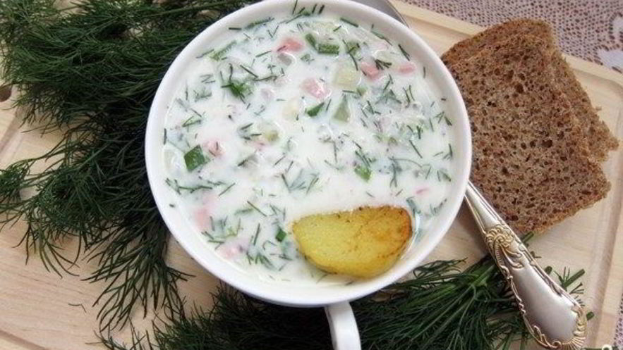 Рецепт окрошки на кефире и минеральной воде