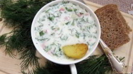 Рецепт окрошки на кефире и минеральной воде