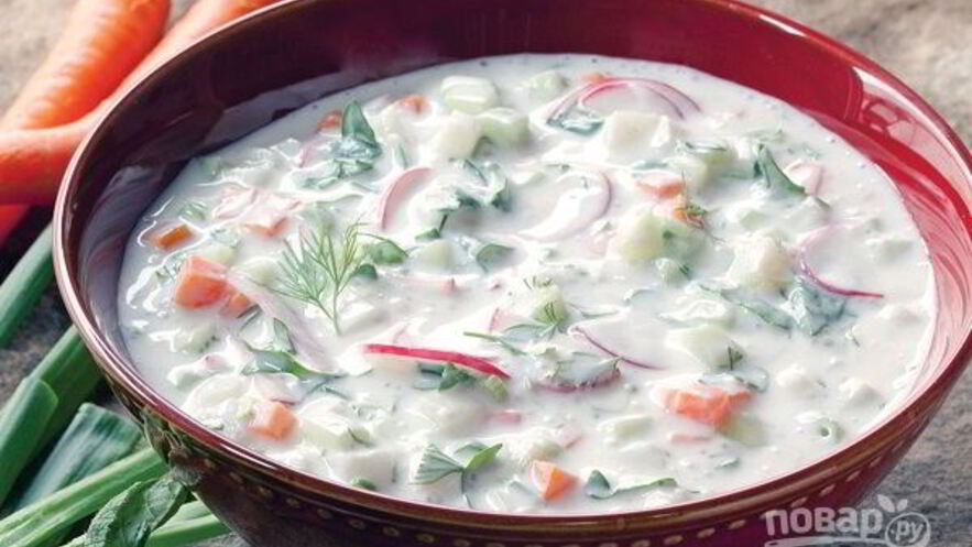 Рецепт окрошки на кефире овощная