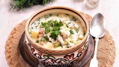 Рецепт Окрошки на курином бульоне