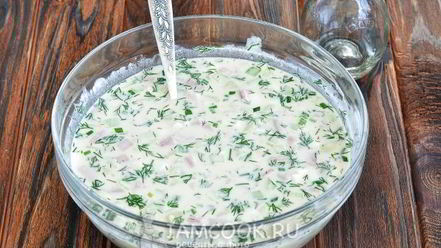 Рецепт окрошки на курином бульоне