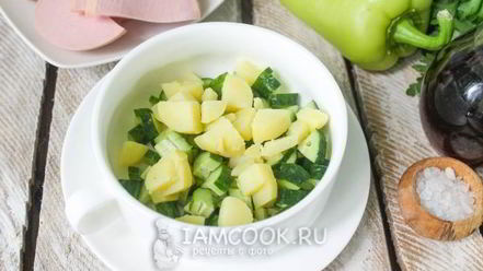 Рецепт окрошки на квасе с колбасой и болгарским перцем