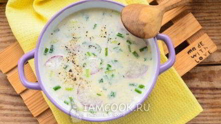 Рецепт окрошки на майонезе с колбасой