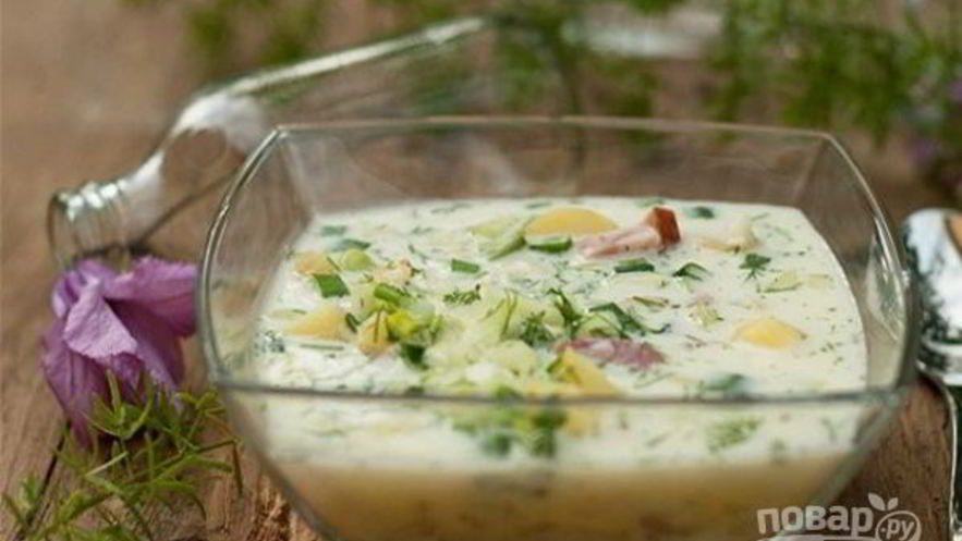 Рецепт окрошки на минералке и сметане