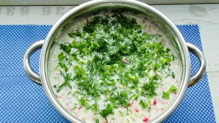 Рецепт окрошки на сметане