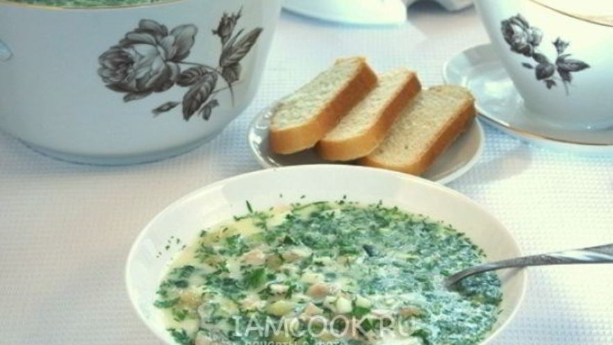 Рецепт окрошки на сыворотке с куриной грудкой