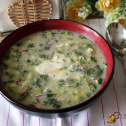 Рецепт Окрошки на сыворотке с ветчиной