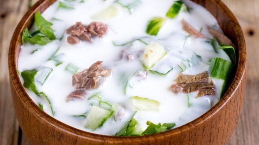 Рецепт окрошки с говядиной и редькой