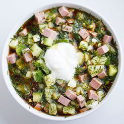 Рецепт Окрошки с картофелем и колбасой