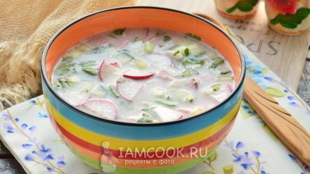 Рецепт окрошки с колбасой на уксусе