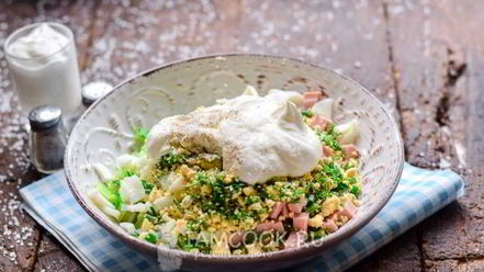 Рецепт окрошки с колбасой на воде