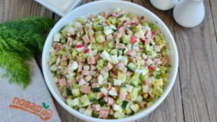 Рецепт окрошки с колбасой