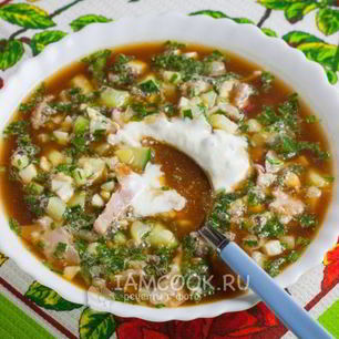 Рецепт Окрошки с копченой курицей