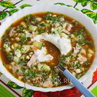 Рецепт Окрошки с копченой курицей