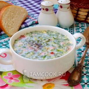 Рецепт Окрошки с помидорами на сыворотке