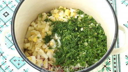 Рецепт окрошки с помидорами на сыворотке