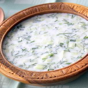 Рецепт Окрошки с репой и малосольными огурцами