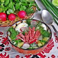 Рецепт Окрошки с салями на йогурте