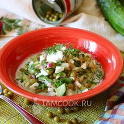 Рецепт Окрошки с зеленым горошком