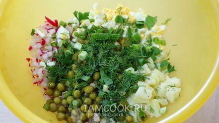 Рецепт окрошки с зеленым горошком