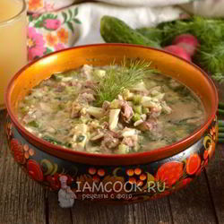 Рецепт Окрошки с жареным мясом