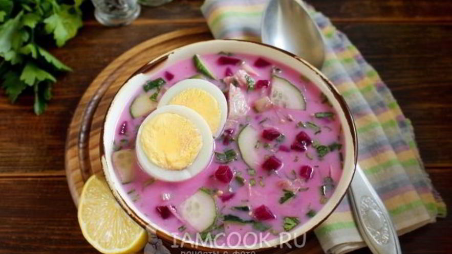 Рецепт окрошки со свеклой на кефире