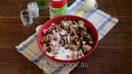 Рецепт окрошки со свеклой на кефире