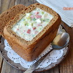Рецепт Окрошки в хлебе