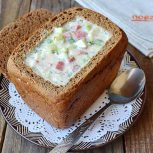 Рецепт Окрошки в хлебе