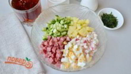 Рецепт окрошки в хлебе